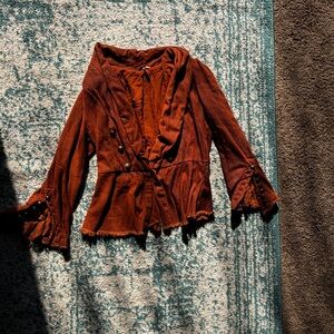 Free People Victorian Blazer Jacket Women's L Brown Twill
Long Sleeve Open Front
